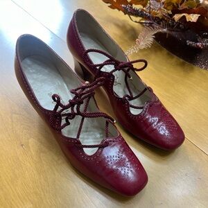 Saks Fifth Avenue Fenton Last Vintage Heels Dark Red Size 7